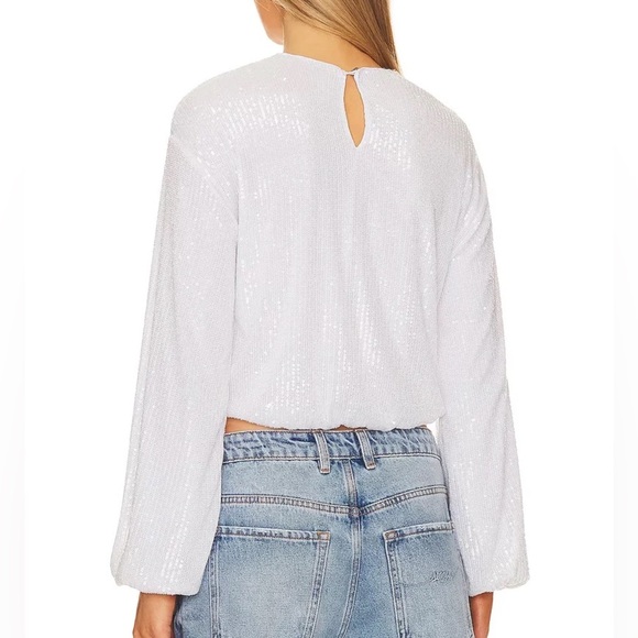 NWT SHOW ME YOUR MUMU Good Times Top in White Sequins Size S - Picture 2 of 10